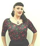 Heartbreaker Cherry Top Pin Up Girl Cherries Shirt Medium - Plus 1X