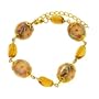 Amber and Gold Floral Murano Glass Bracelet