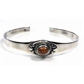 STERLING SILVER BANGLE BRACELET with Coral by Toltec Trading Company