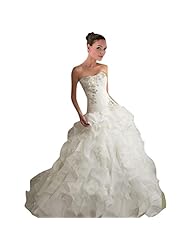 Girls Strapless  Backless Lace-Up  Beaded Applique Sequined Organza  Ball Gown  Dress With Ruffles