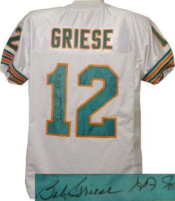 Bob Griese Signed Miami Dolphins White Prostyle Jersey HOF 90