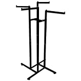 4-Way Clothing Garment Rack with 4 Straight Blade Arms in Textured Black