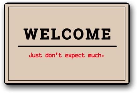 Fashion "Welcome Just Don't Expect Too Much" Grey Doormats Personalized Durable Machine-washable Indoor/Outdoor Door Mat
