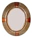 Oval Shaped Wood Leather Wall Mirror Decor Accent