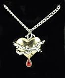 Thorn Heart Necklace Blood Tear Drop Goth Vamp Tattoo