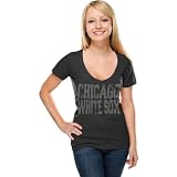 Chicago White Sox Women's Black Baby Jersey Short Sleeve V-neck T-shirt