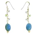 Recycled Metal Blue Dangling Earrings