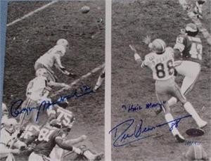 Roger Staubach & Drew Pearson Autographed/Hand Signed Dallas Cowboys Hail Mary 8x10 Photo