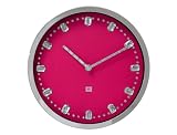 Kitchen & Housewares : Present Time - Wall Clock Diamond Steel Case Pink with Diamante 25cm