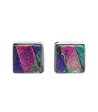 Sterling Silver Dichroic Glass Bezel Set Multi Color Pastel Square Shaped Stud Earrings 41pxshkLYRL. SL160 Sterling Silver Dichroic Glass Bezel Set Multi Color Pastel Square Shaped Stud Earrings