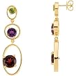 14K Yellow Gold Peridot, Mozambique Garnet and Amethyst Earrings