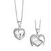 Sterling Silver I LOVE YOU Secret Message Brushed Heart Pendant on 16in Fine Rolo Chain Necklace