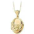 14K Yellow Gold 16.50 x 13.50 MM Oval Shaped Claddagh Locket with Chain