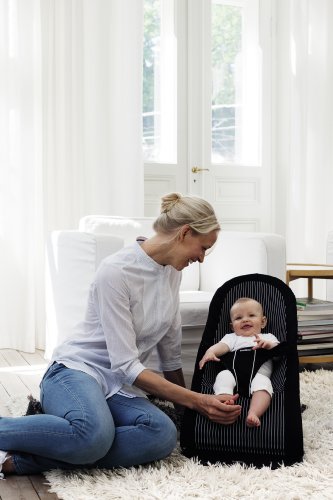 Imagen 2 de BabyBjörn Balance - Hamaca de mezcla de algodón, diseño de rayas, color negro