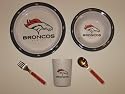 DENVER BRONCOS Team Logo 5 Piece Baby / Child Dinner Set ( Sipping cup, Plate, Bowl, Fork, and Spoon )