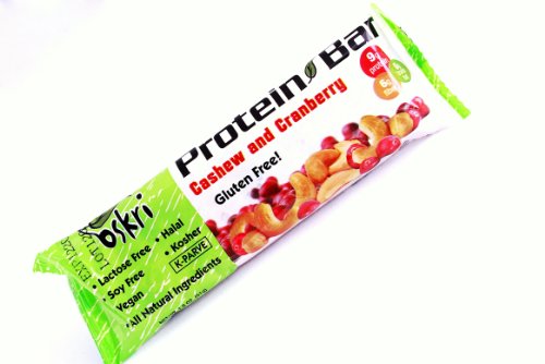Oskri Protein Bars, Cashew and Cranberries, 1.8-Ounce Bars (Pack of 18)