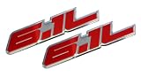 2 x (Pair / Set) 6.1L Liter Red & Polished Silver Hemi Engine Real Aluminum Emblem Badge for Dodge Charger Challenger Magnum Jeep Grand Cherokee Chrysler 300C SRT-8 SRT8 SRT RT