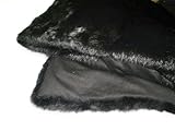 Dyed Black Rabbit Fur Throw/Blanket w/Velvet Backing