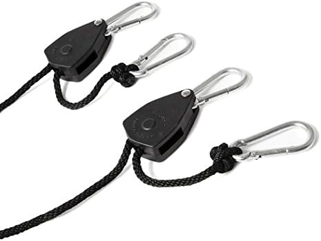 Hgrope 1/8" Heavy Duty Adjustable Grow Light Rope Clip Hanger,8-Feet Long,150lb Capacity(Pack of 2)