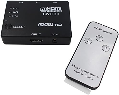 FOCUSHD 3 Port 3x1 High Speed HDMI Switch 1080P 3D With Remote Control
