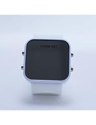 COFFLED® 1pc Sport Style LED Mirror Digital Date Wrist Lady Men Women Watch Silicone Fashion Gift(white item blue light)