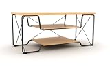 Atlantic 88335659 Uptown Television Stand (Black Metallic Frame, Maple Wood Top)