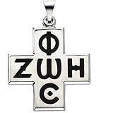 14K White Gold Phos Zoe Cross Pendant - 24.00mm