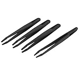 uxcell 帯電防止ピンセット プラスチック材質 エレクトロニックリワーク 尖ったフラット 4個入り