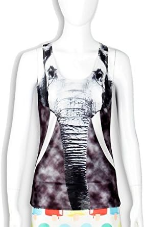 Massa Women Digital Print Tight Stretch Tank Elephant Brown (One Size, Elephant Brown)