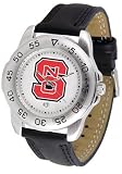 North Carolina State Wolfpack Suntime Mens Sports Watch w/ Leather Band - NCAA College Athletics
