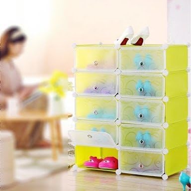 Alfa Mart Multi Use Interlocking 10 Cube Shoe Organizer Rack Storage Display Stand Holder - Ideal For Hand Bags, Books Or Any Home Organising -Green Standard