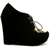 Spy Love Buy Maggie Suede Style Wedge Heel Brogue Creeper Platform Ankle Boots