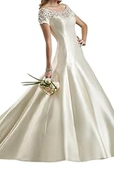 Short Sleeves Satin Lace-Up Jeweled Mermaid  Dress