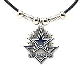 Dallas Cowboys Leather Necklace w/Beads & Pewter Pendant