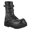 1 1/2 Inch Mens Sizing Gothic Combat Boot Velcro Strap Black Calf Boot