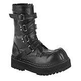 1 1/2 Inch Mens Sizing Gothic Combat Boot Velcro Strap Black Calf Boot