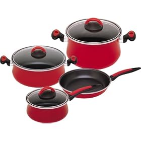 Magefesa Due Praga Red Enamel On Steel 7 Piece Cookware Set