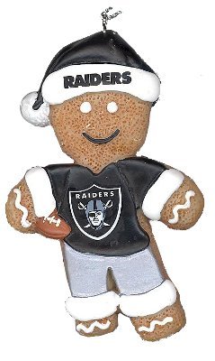 Oakland Raiders Gingerbread Man Christmas Ornament