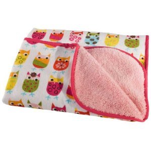 Zutano Owl Velour and Sherpa Blanket, Owls