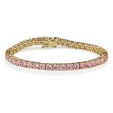 18k Gold Plated Sterling Silver Pink Cubic Zirconia Bracelet, 7"