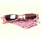 Floral Retro Rectangle Sunglasses Soft Eye Case Purple