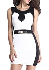 Round Neck Nylon/Polyester Two-Toned Sleeveless  Dress
