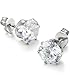 FIBO STEEL Stainless Steel Mens Womens Stud Earrings Clear Round Cubic Zirconia Inlaid, 3mm-8mm Available