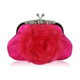 Organza Flower Satin Evening Clutch Bag Pink