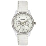 Women White Watch, Fossil Womens Chronograph White Leather Watch