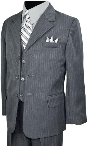 Boys Pinstripe Suit in Grey with Matching Tie Size 2-20