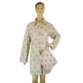 Buy Pink Gray Medaillon Roses Toile Style French Elegant Design Sleepshirt Long Sleeve Casual... by PD