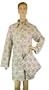 Pink Gray Medaillon Roses Toile Style French Elegant Design Sleepshirt Long Sleeve Casual nightshirt or leisure shirt with travel pouch ~ 3 sizes, Medium
