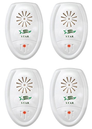 STAR Ultrasonic Pest Repeller - 4 PACK - Pest Control Repellent - Effectively Reject Roaches, Spiders, Mosquitoes, Rodents, Ants, And Other Insects, Best Way To Avoid Zika Virus.