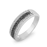 Sterling Silver Round Diamond Black and White Anniversary Ring (1/4 cttw)